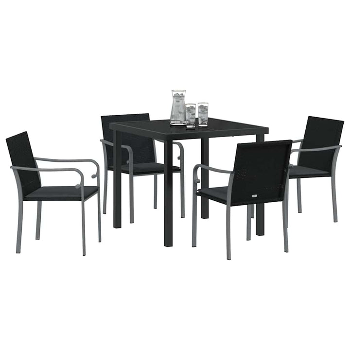 Have Spisebordssæt 5 pcs Sort og grå PE Rattan