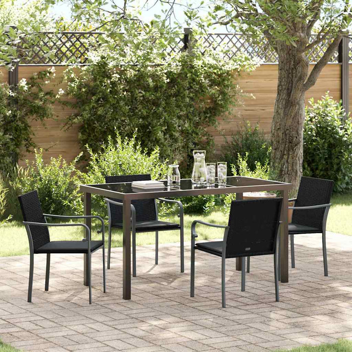 Have Spisebordssæt 5 pcs Sort og grå PE Rattan