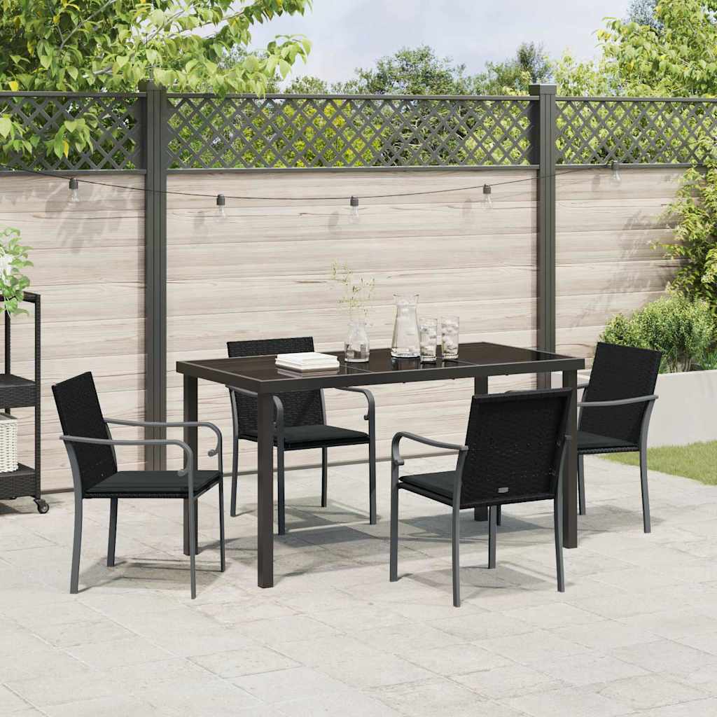 Have Spisebordssæt 5 pcs Sort og grå PE Rattan