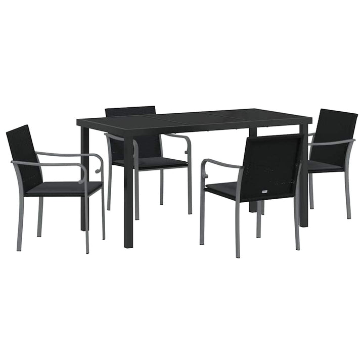 Have Spisebordssæt 5 pcs Sort og grå PE Rattan