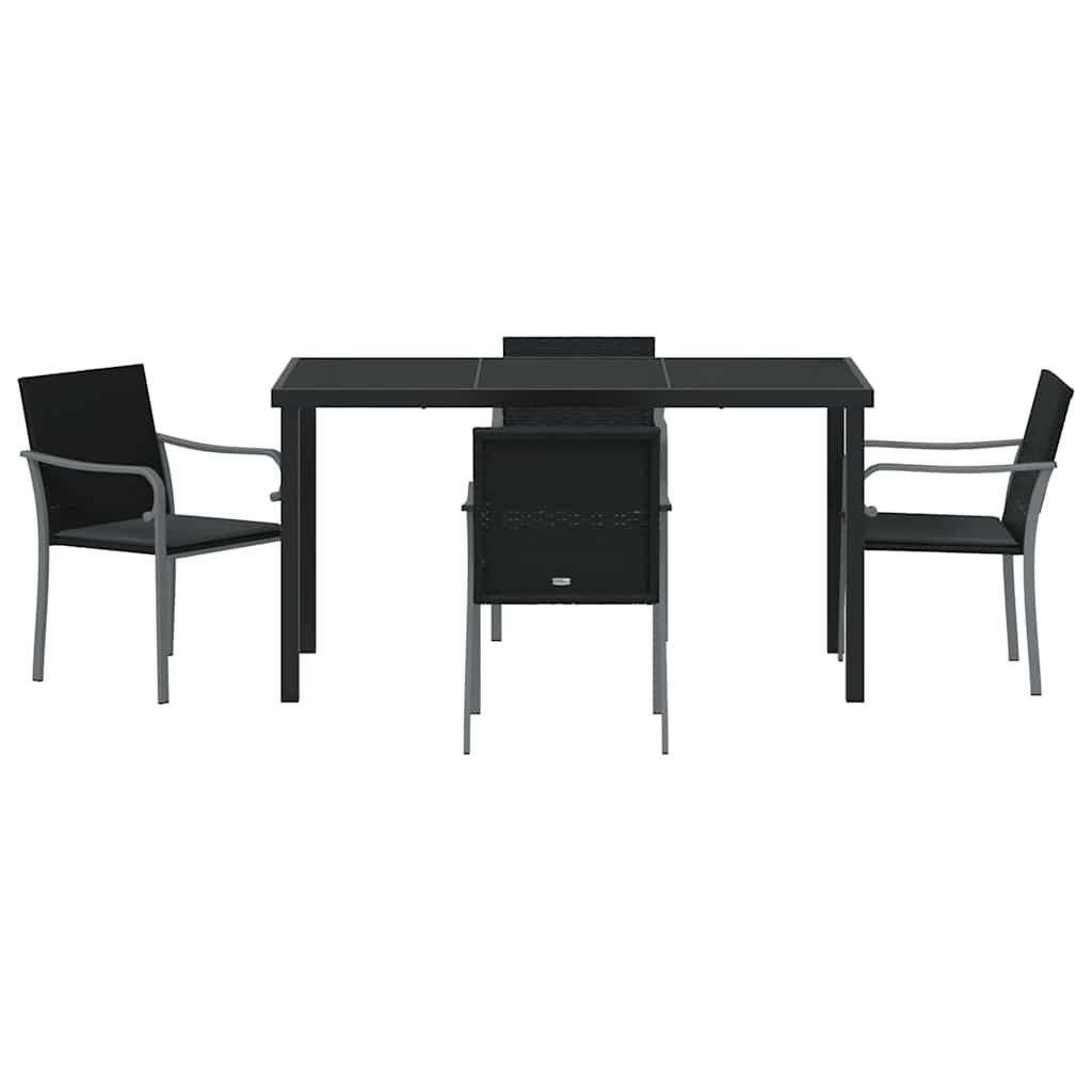 Have Spisebordssæt 5 pcs Sort og grå PE Rattan