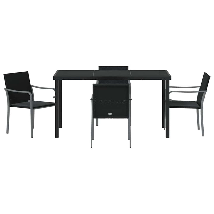 Have Spisebordssæt 5 pcs Sort og grå PE Rattan