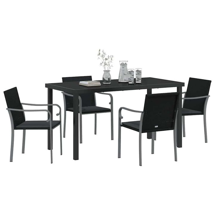 Have Spisebordssæt 5 pcs Sort og grå PE Rattan