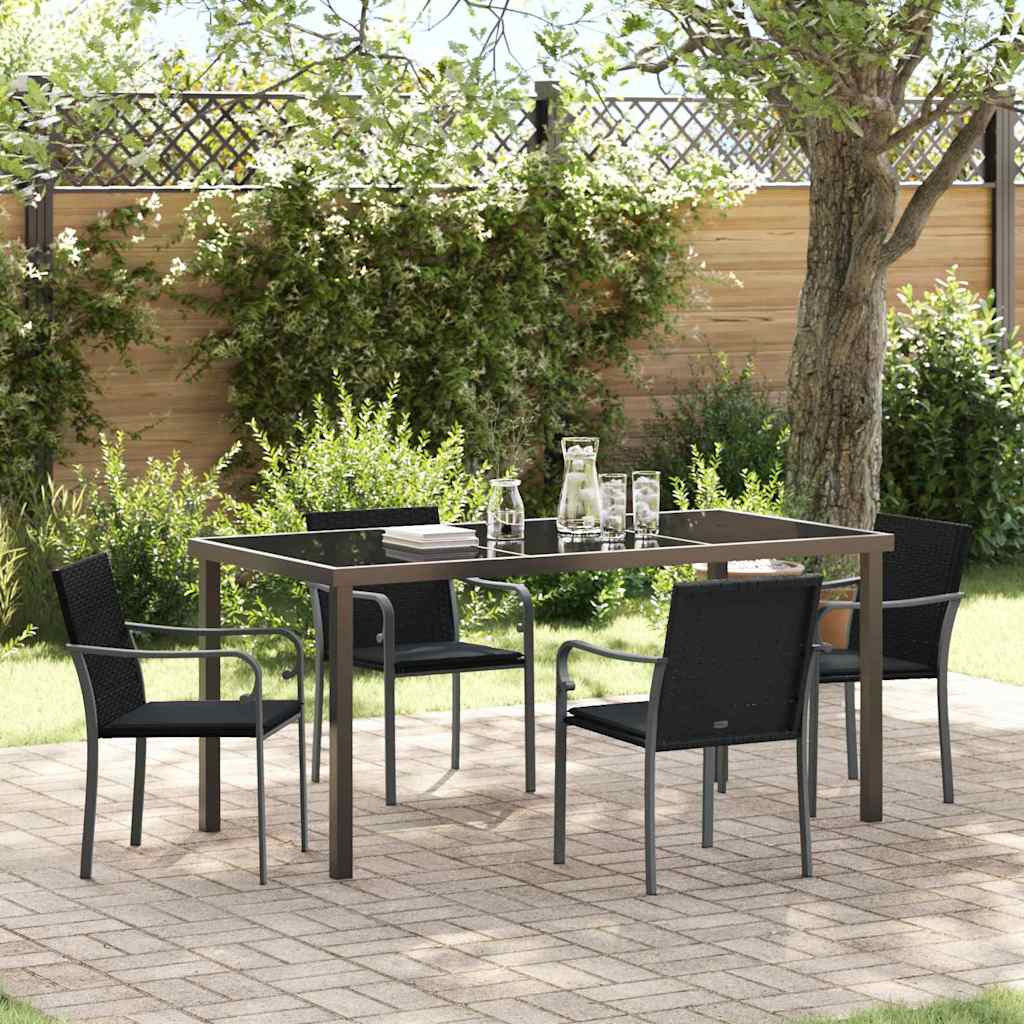 Have Spisebordssæt 5 pcs Sort og grå PE Rattan