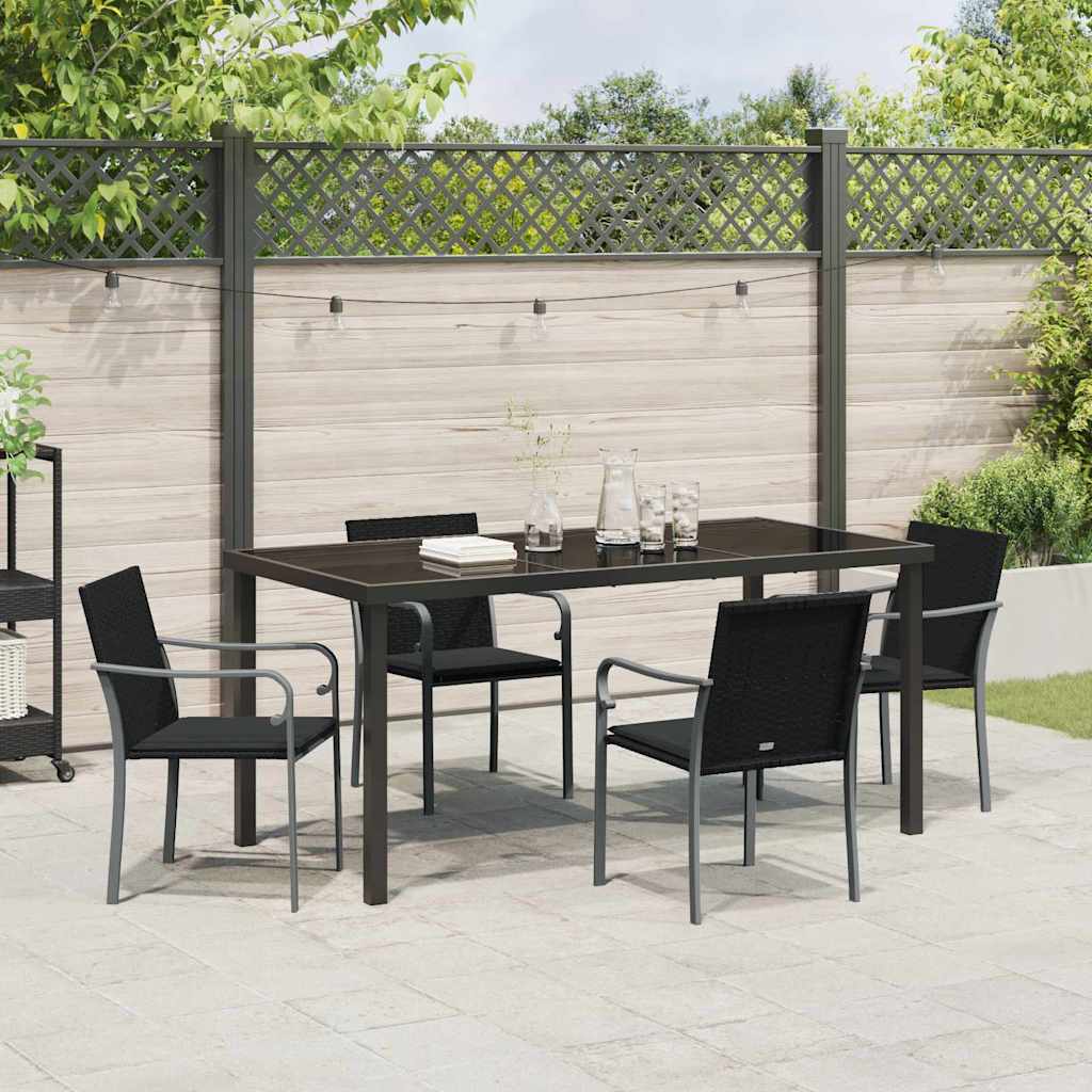 Have Spisebordssæt 5 pcs Sort og grå PE Rattan