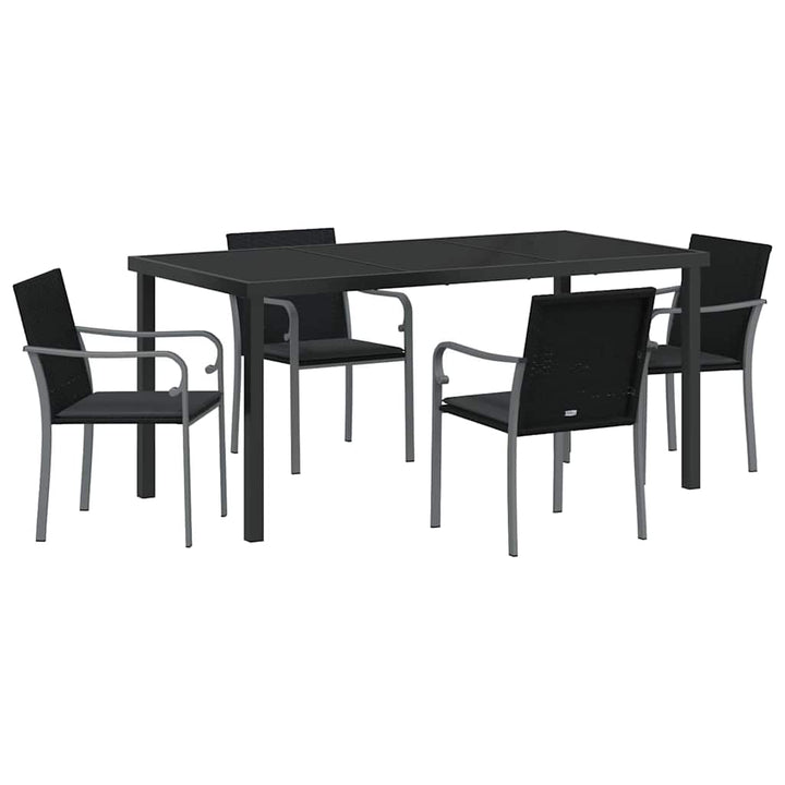 Have Spisebordssæt 5 pcs Sort og grå PE Rattan