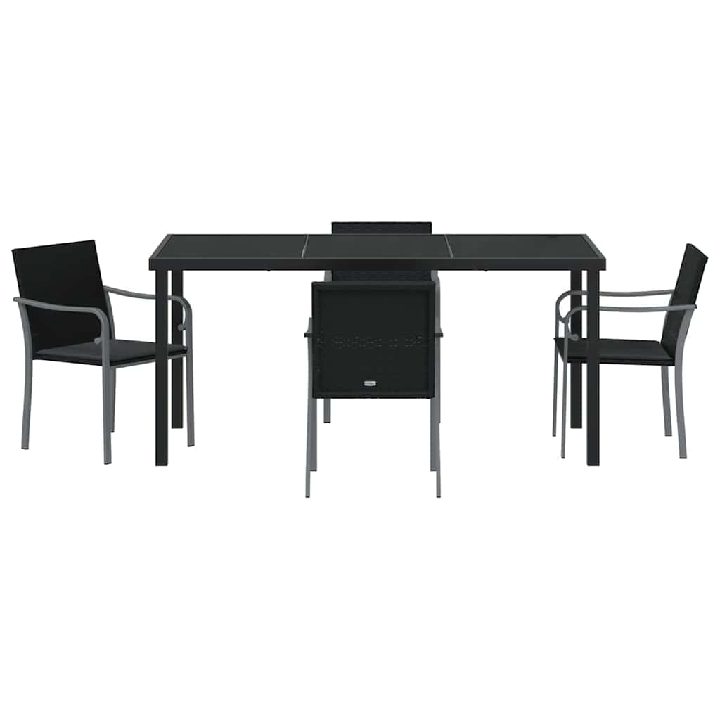 Have Spisebordssæt 5 pcs Sort og grå PE Rattan