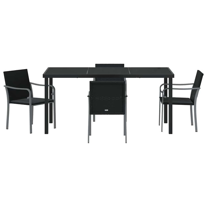 Have Spisebordssæt 5 pcs Sort og grå PE Rattan