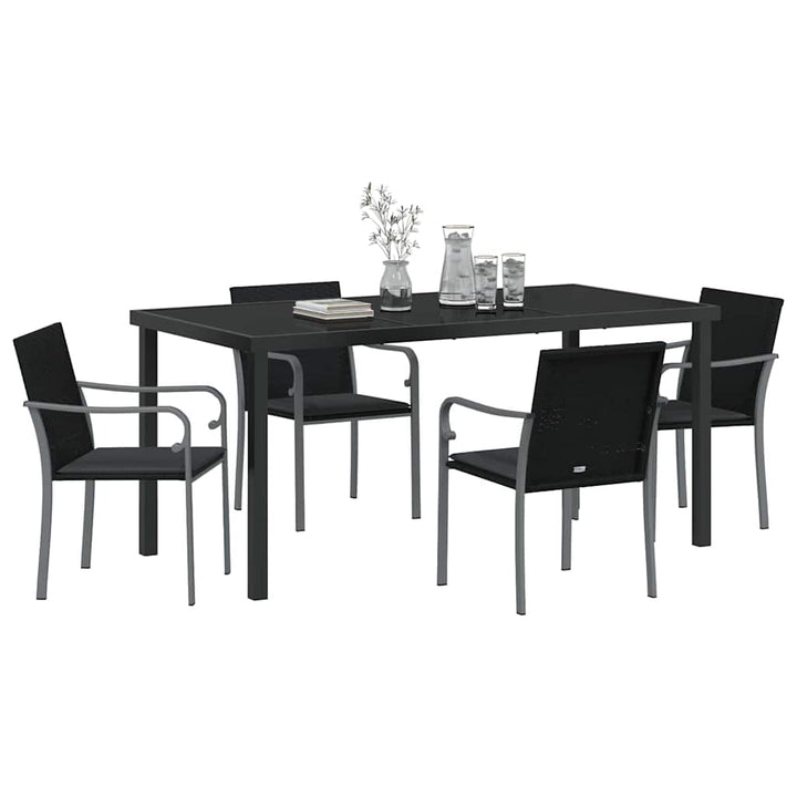 Have Spisebordssæt 5 pcs Sort og grå PE Rattan