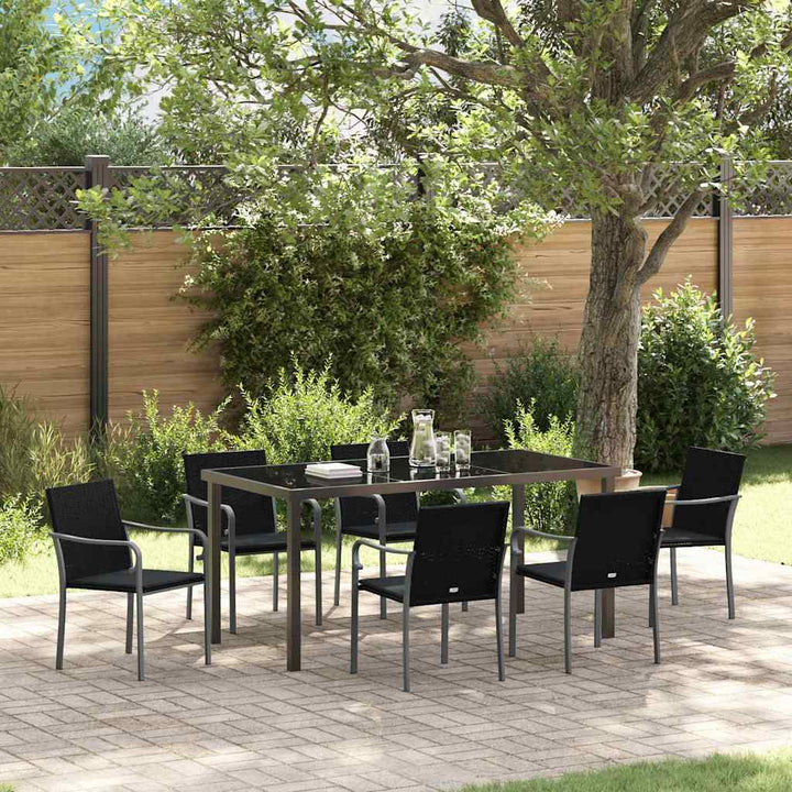 Have Spisebordssæt 7 pcs Sort og grå PE Rattan
