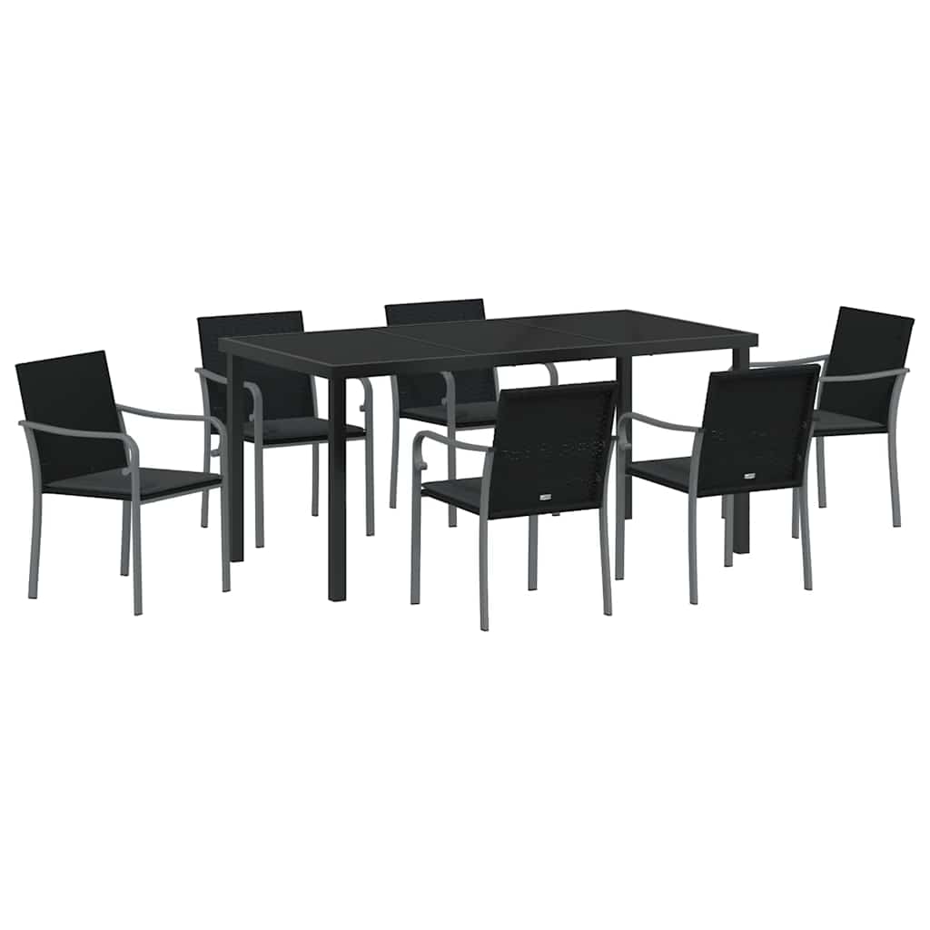 Have Spisebordssæt 7 pcs Sort og grå PE Rattan