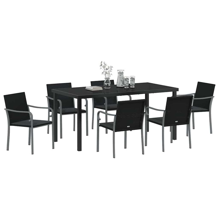 Have Spisebordssæt 7 pcs Sort og grå PE Rattan