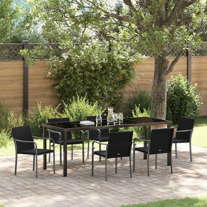 Have Spisebordssæt 7 pcs Sort og grå PE Rattan
