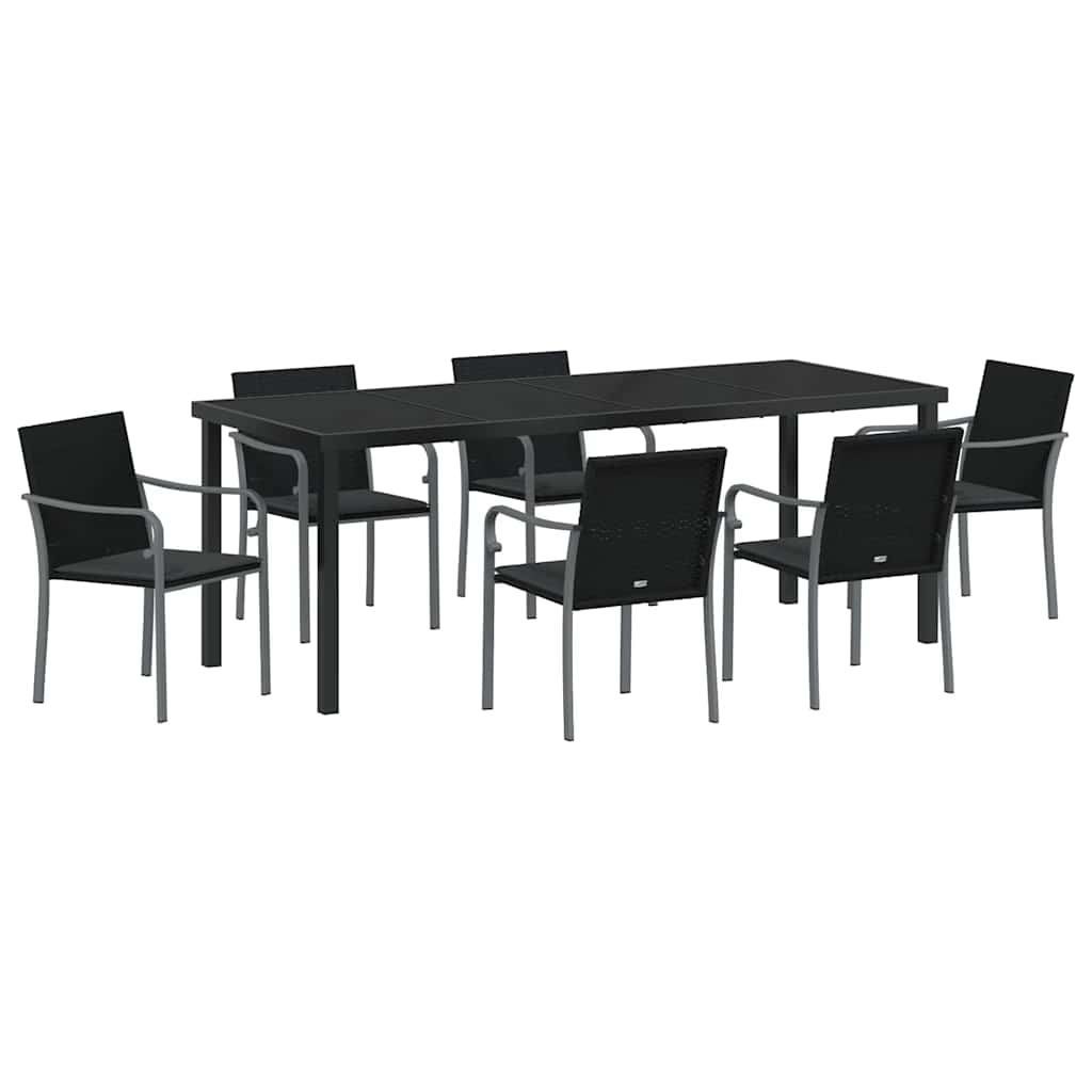 Have Spisebordssæt 7 pcs Sort og grå PE Rattan