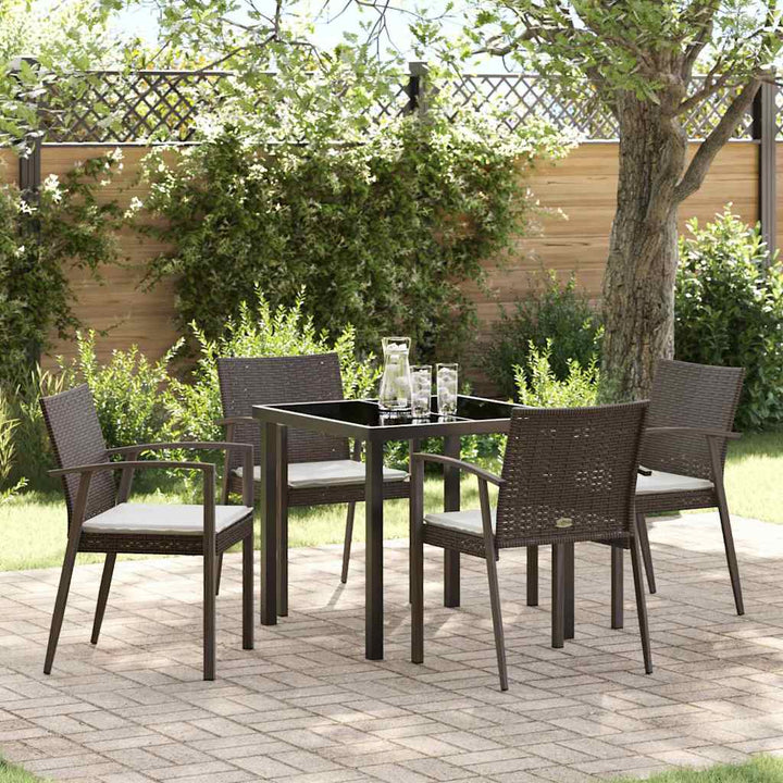 Have Spisebordssæt 5 pcs Brun og sort PE Rattan