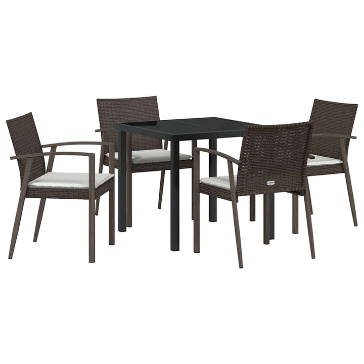 Have Spisebordssæt 5 pcs Brun og sort PE Rattan