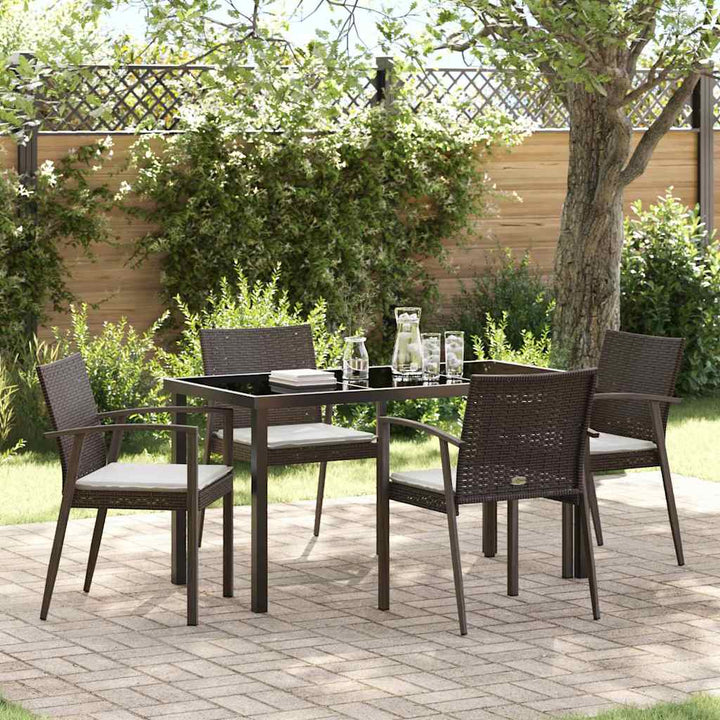 Have Spisebordssæt 5 pcs Brun og sort PE Rattan