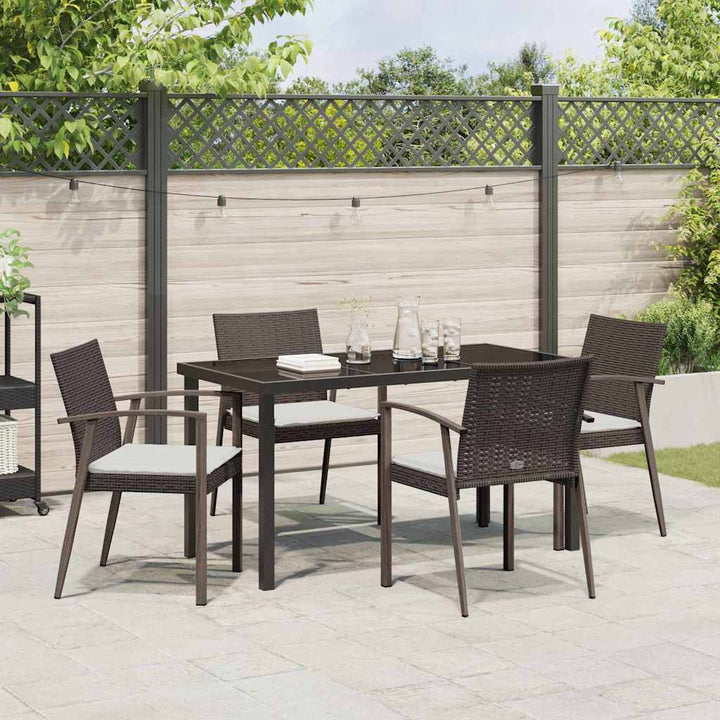 Have Spisebordssæt 5 pcs Brun og sort PE Rattan