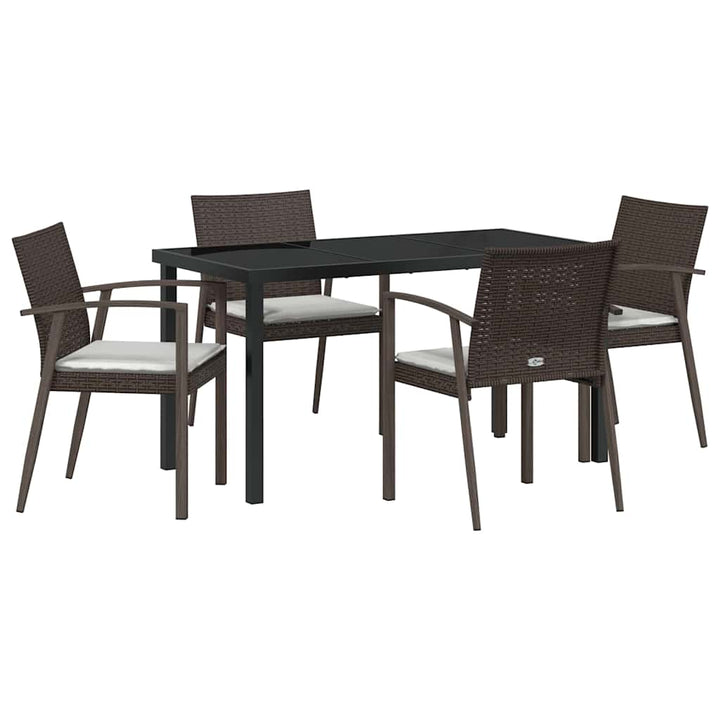 Have Spisebordssæt 5 pcs Brun og sort PE Rattan