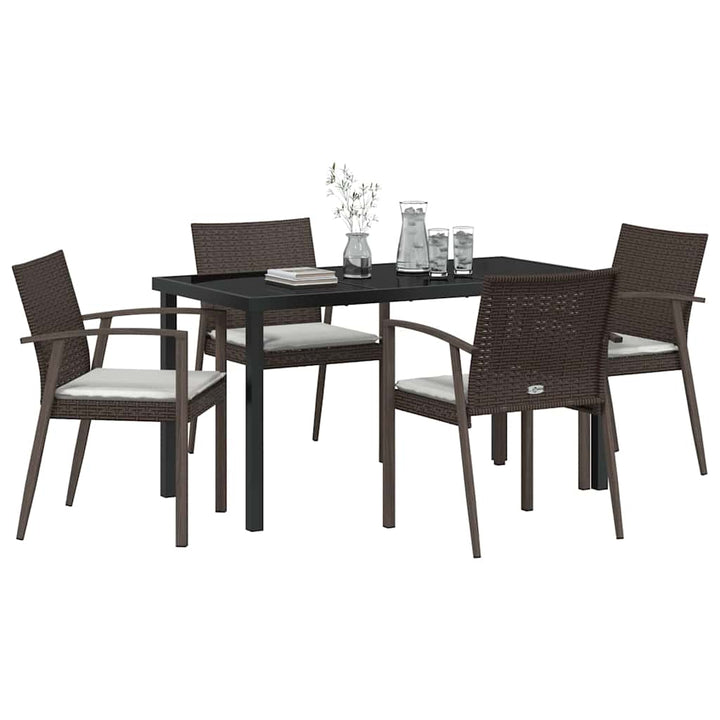 Have Spisebordssæt 5 pcs Brun og sort PE Rattan