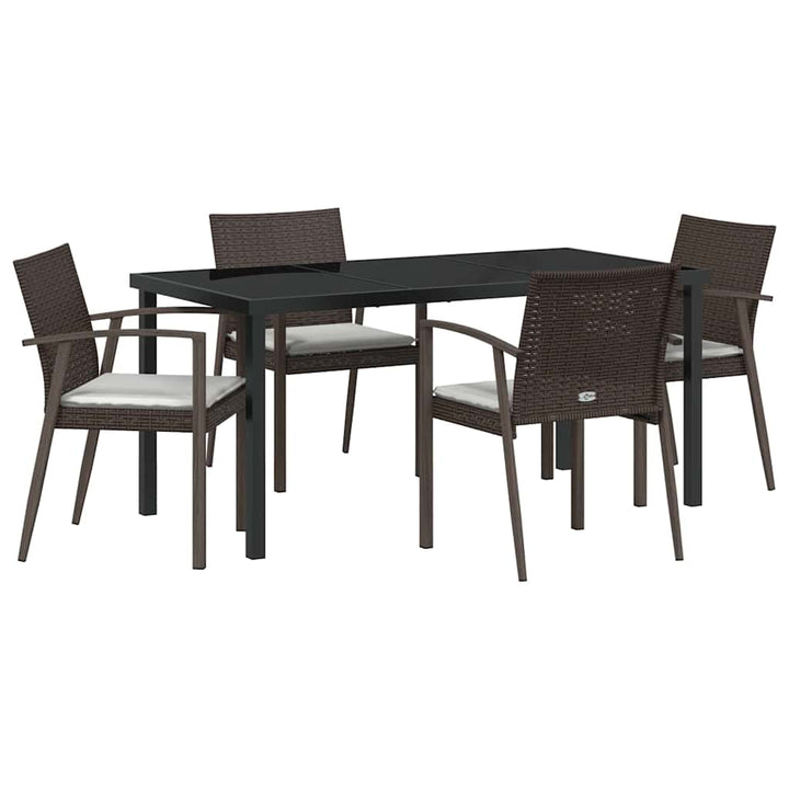 Have Spisebordssæt 5 pcs Brun og sort PE Rattan