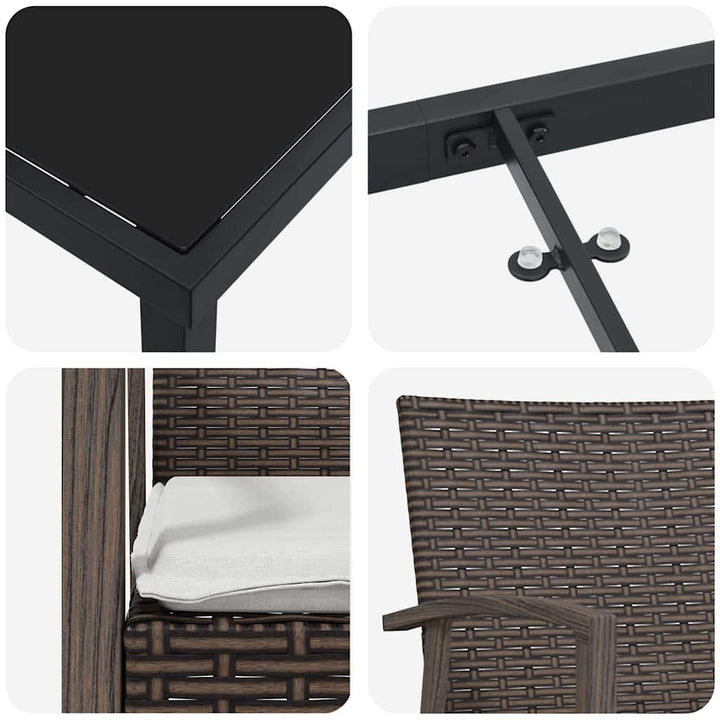 Have Spisebordssæt 7 pcs Brun og sort PE Rattan