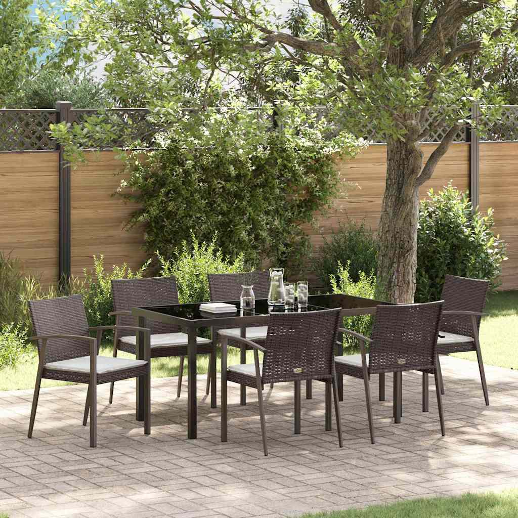 Have Spisebordssæt 7 pcs Brun og sort PE Rattan