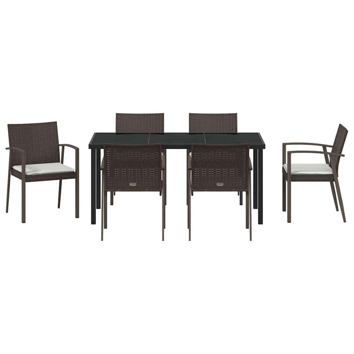 Have Spisebordssæt 7 pcs Brun og sort PE Rattan