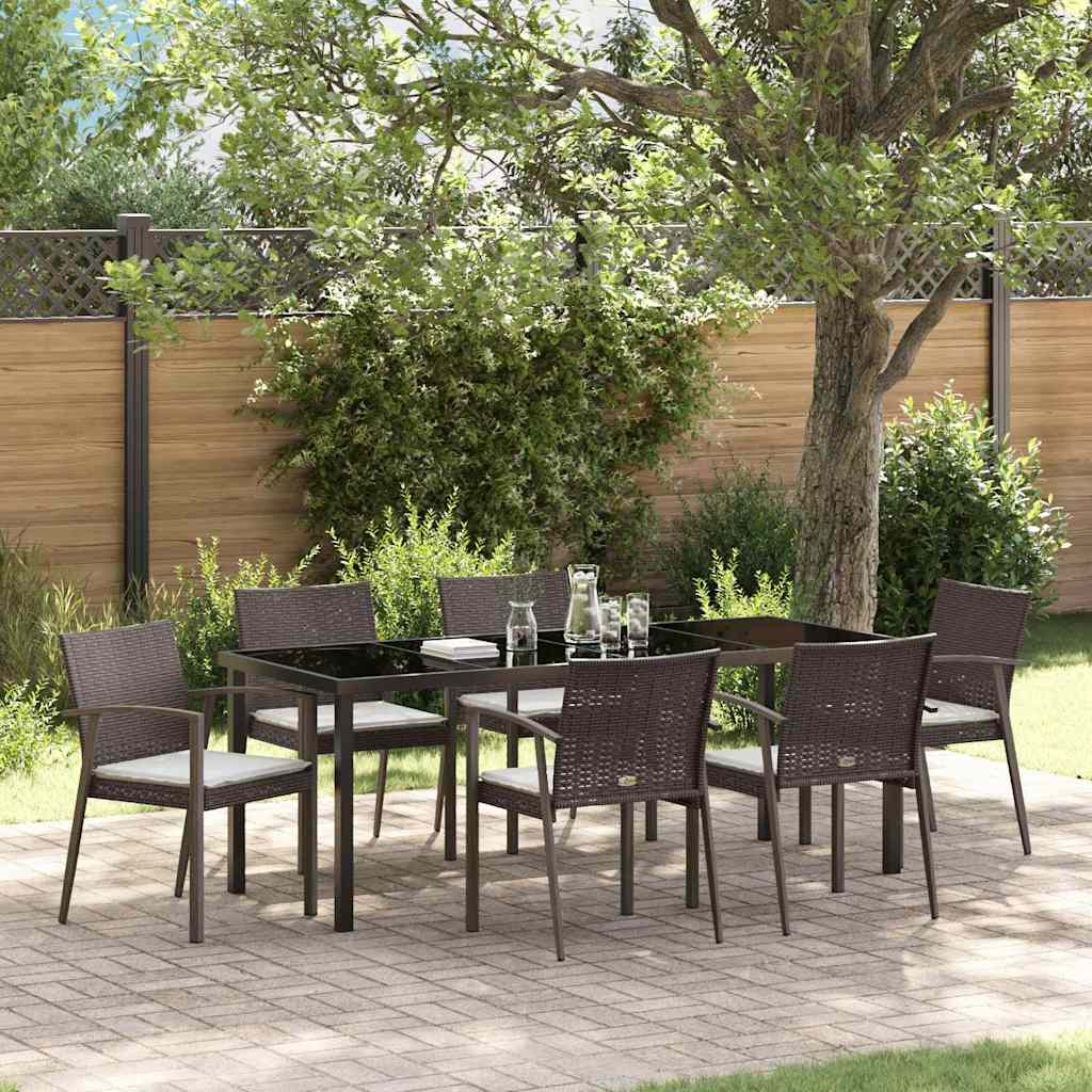Have Spisebordssæt 7 pcs Brun og sort PE Rattan