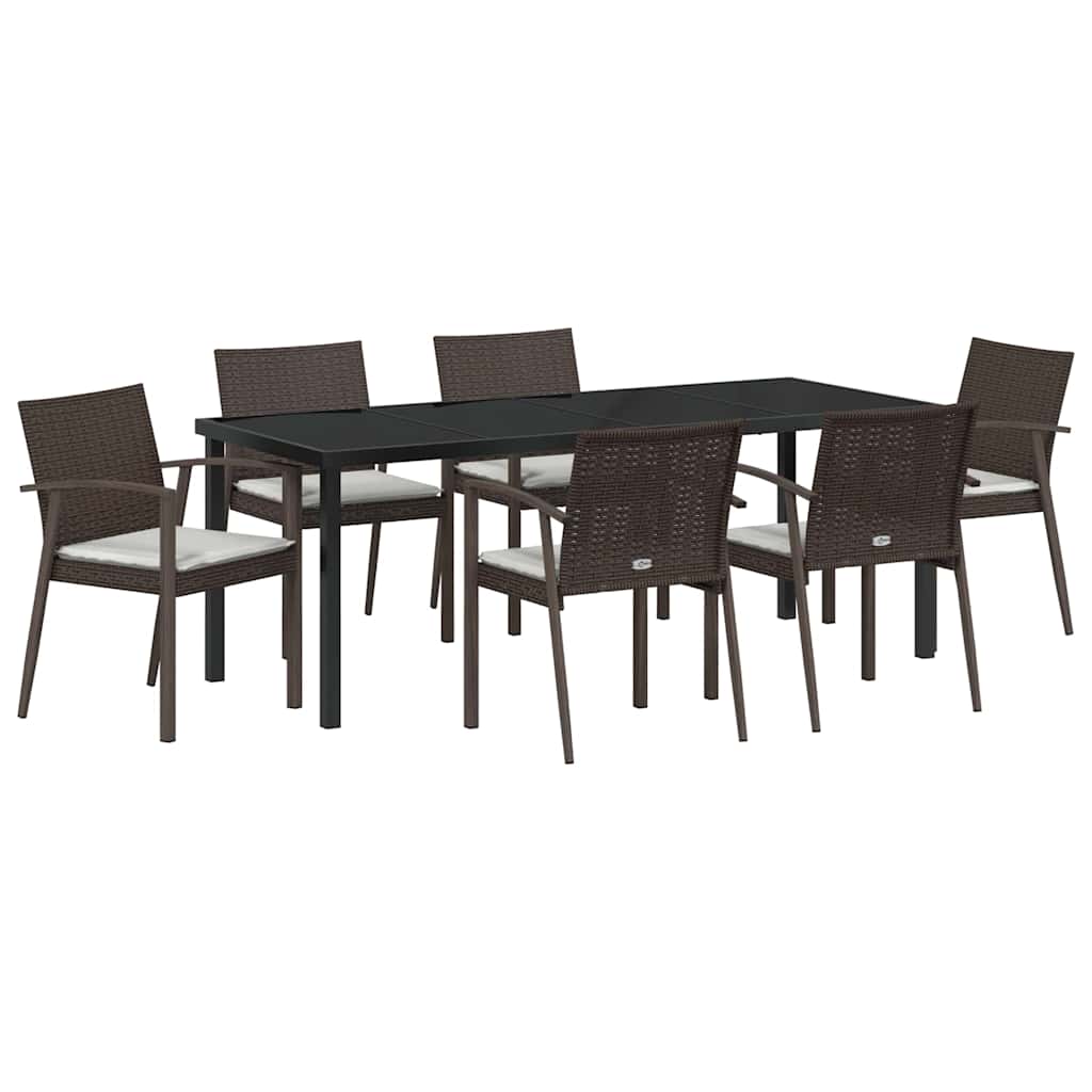 Have Spisebordssæt 7 pcs Brun og sort PE Rattan
