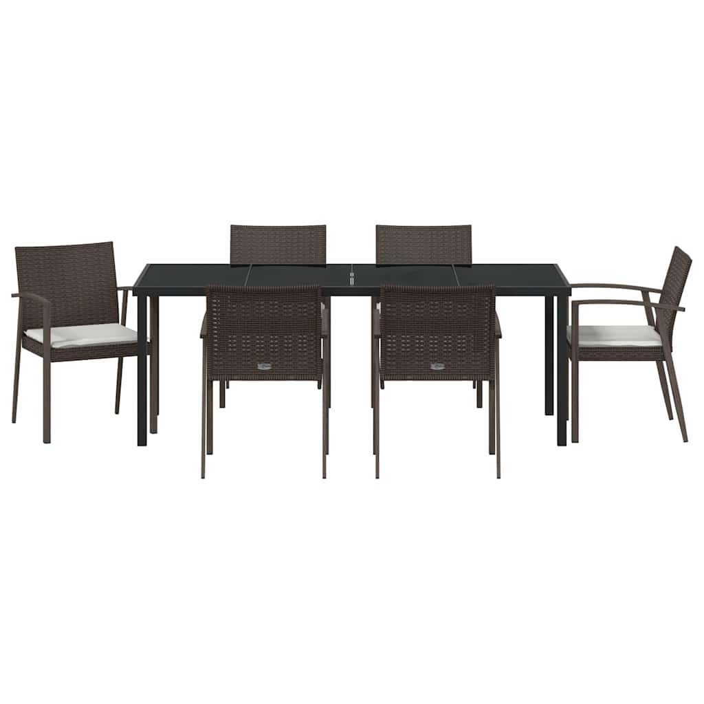 Have Spisebordssæt 7 pcs Brun og sort PE Rattan