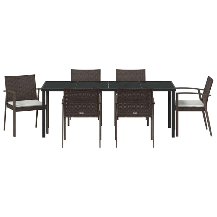 Have Spisebordssæt 7 pcs Brun og sort PE Rattan