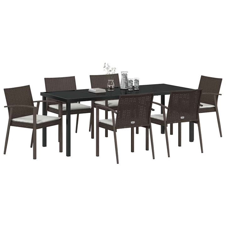 Have Spisebordssæt 7 pcs Brun og sort PE Rattan