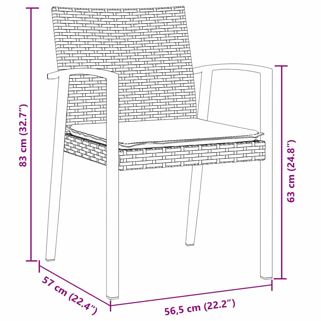 Have Spisebordssæt 7 pcs Brun og sort PE Rattan