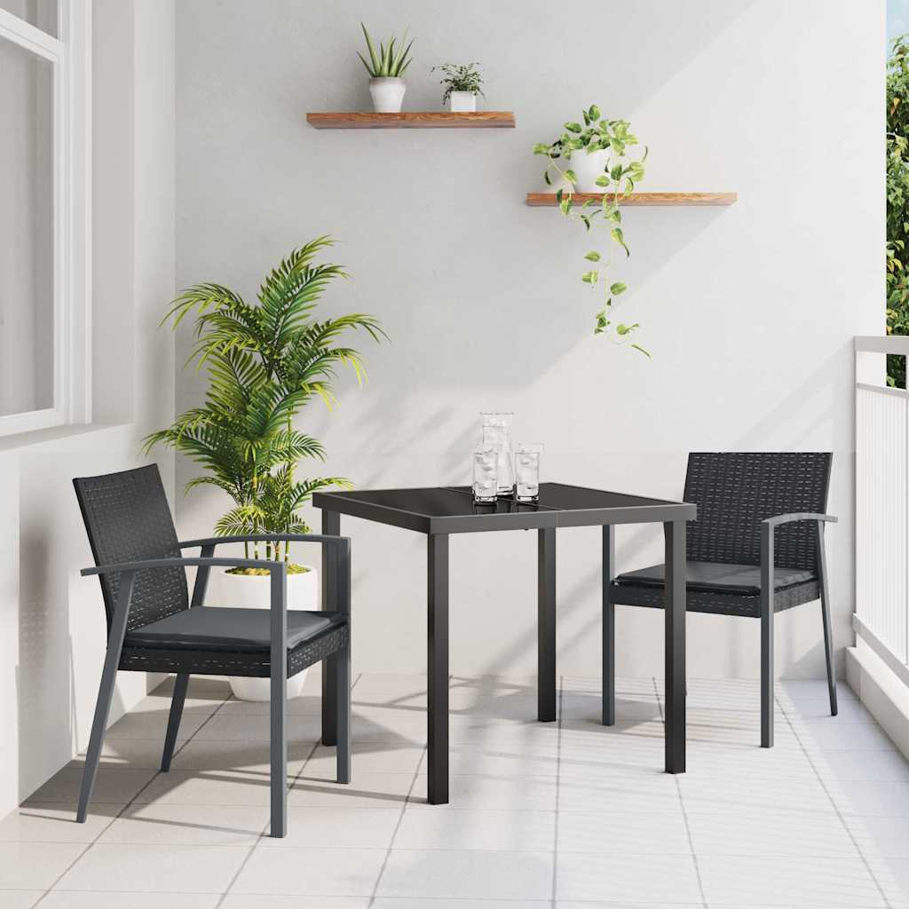 Have Spisebordssæt 3 pcs Sort og grå PE Rattan