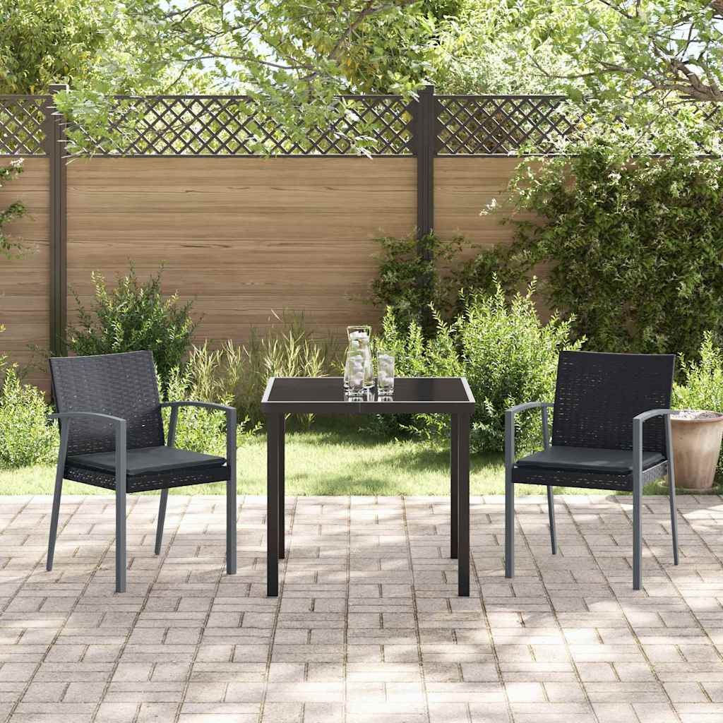 Have Spisebordssæt 3 pcs Sort og grå PE Rattan