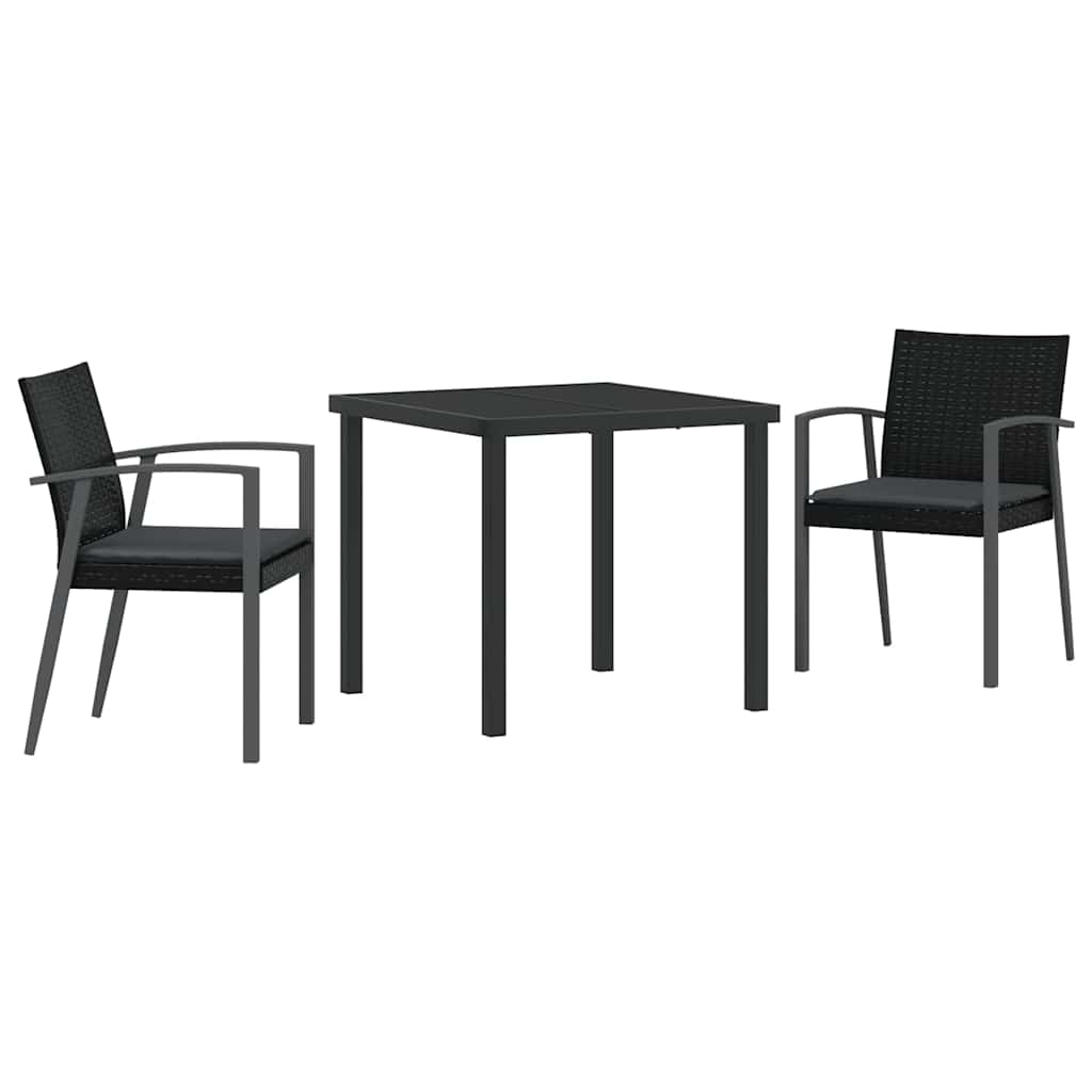 Have Spisebordssæt 3 pcs Sort og grå PE Rattan