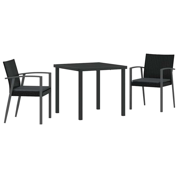 Have Spisebordssæt 3 pcs Sort og grå PE Rattan
