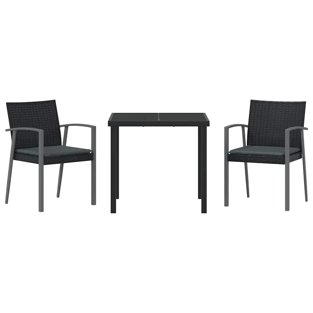 Have Spisebordssæt 3 pcs Sort og grå PE Rattan