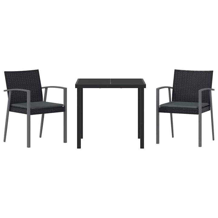 Have Spisebordssæt 3 pcs Sort og grå PE Rattan