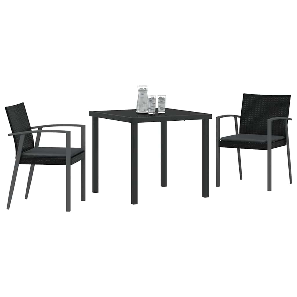 Have Spisebordssæt 3 pcs Sort og grå PE Rattan