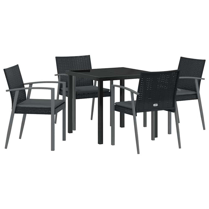 Have Spisebordssæt 5 pcs Sort og grå PE Rattan