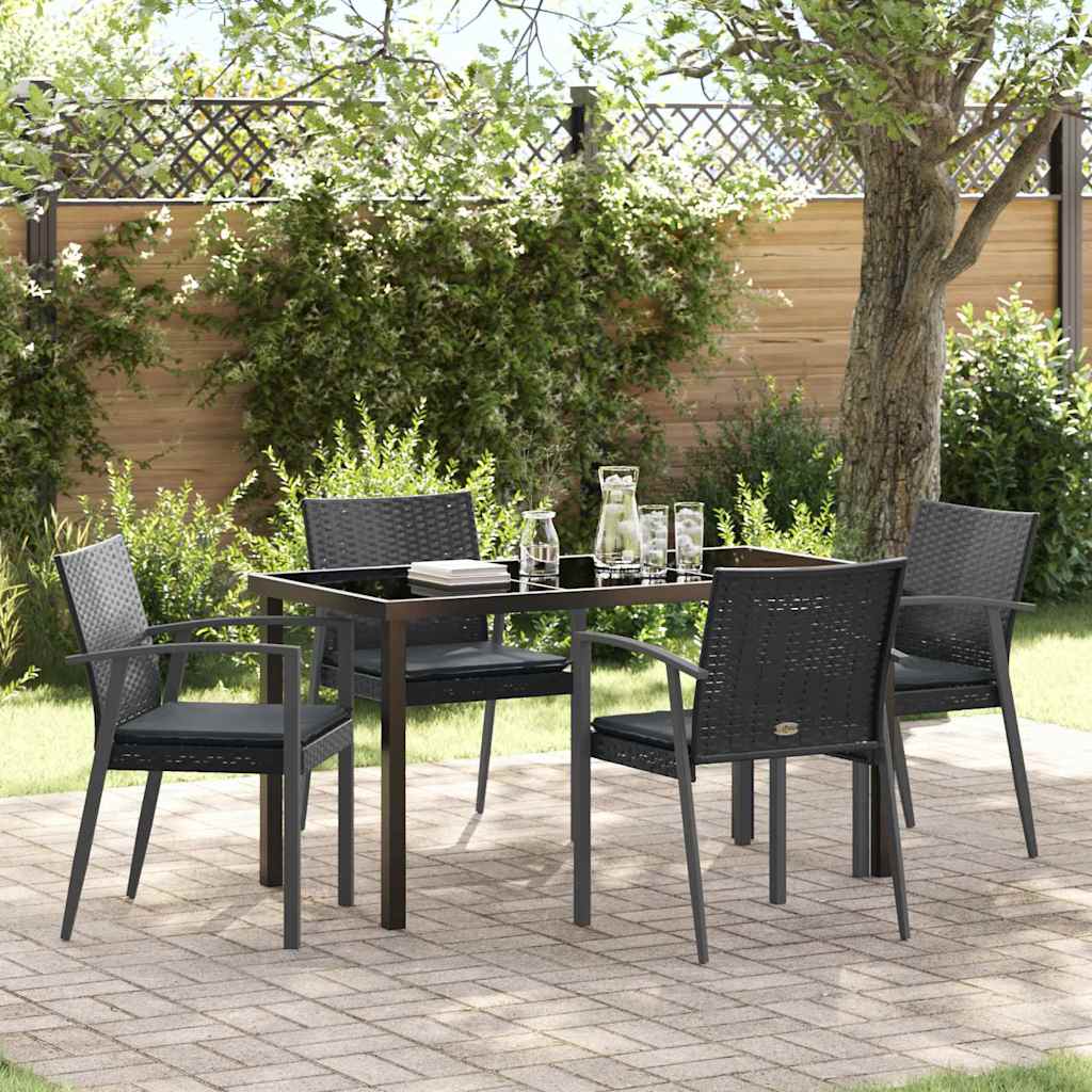 Have Spisebordssæt 5 pcs Sort og grå PE Rattan