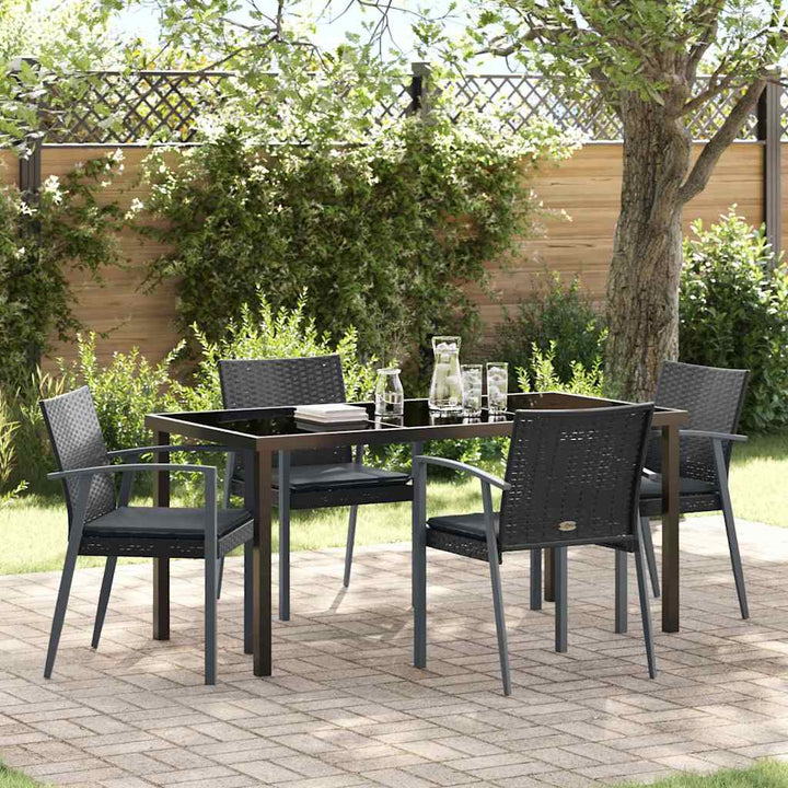 Have Spisebordssæt 5 pcs Sort og grå PE Rattan
