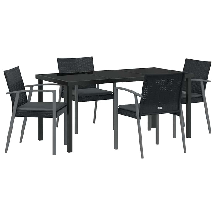 Have Spisebordssæt 5 pcs Sort og grå PE Rattan