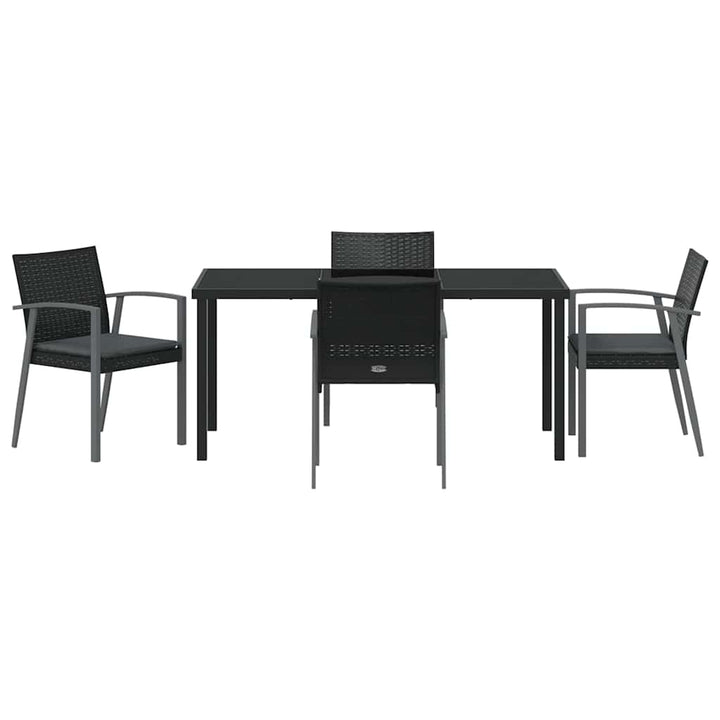 Have Spisebordssæt 5 pcs Sort og grå PE Rattan