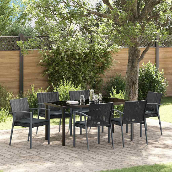 Have Spisebordssæt 7 pcs Sort og grå PE Rattan