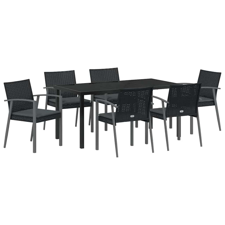 Have Spisebordssæt 7 pcs Sort og grå PE Rattan