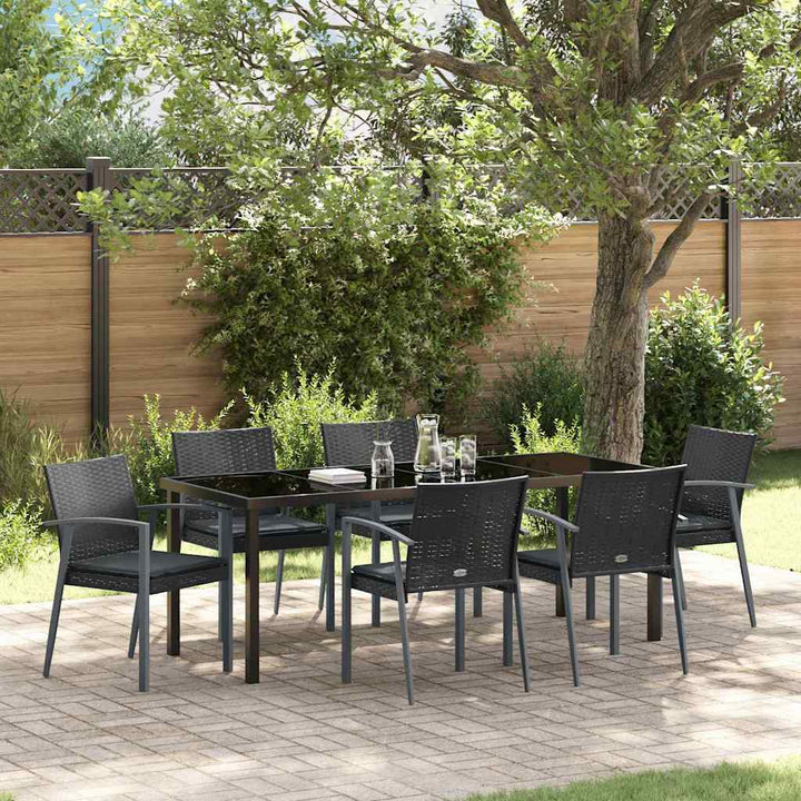 Have Spisebordssæt 7 pcs Sort og grå PE Rattan