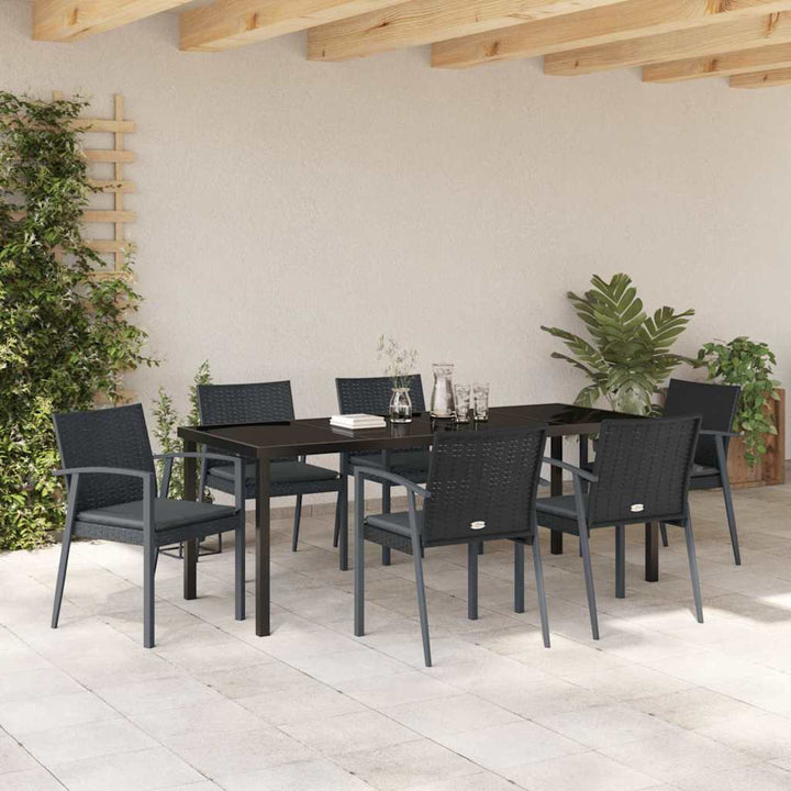 Have Spisebordssæt 7 pcs Sort og grå PE Rattan